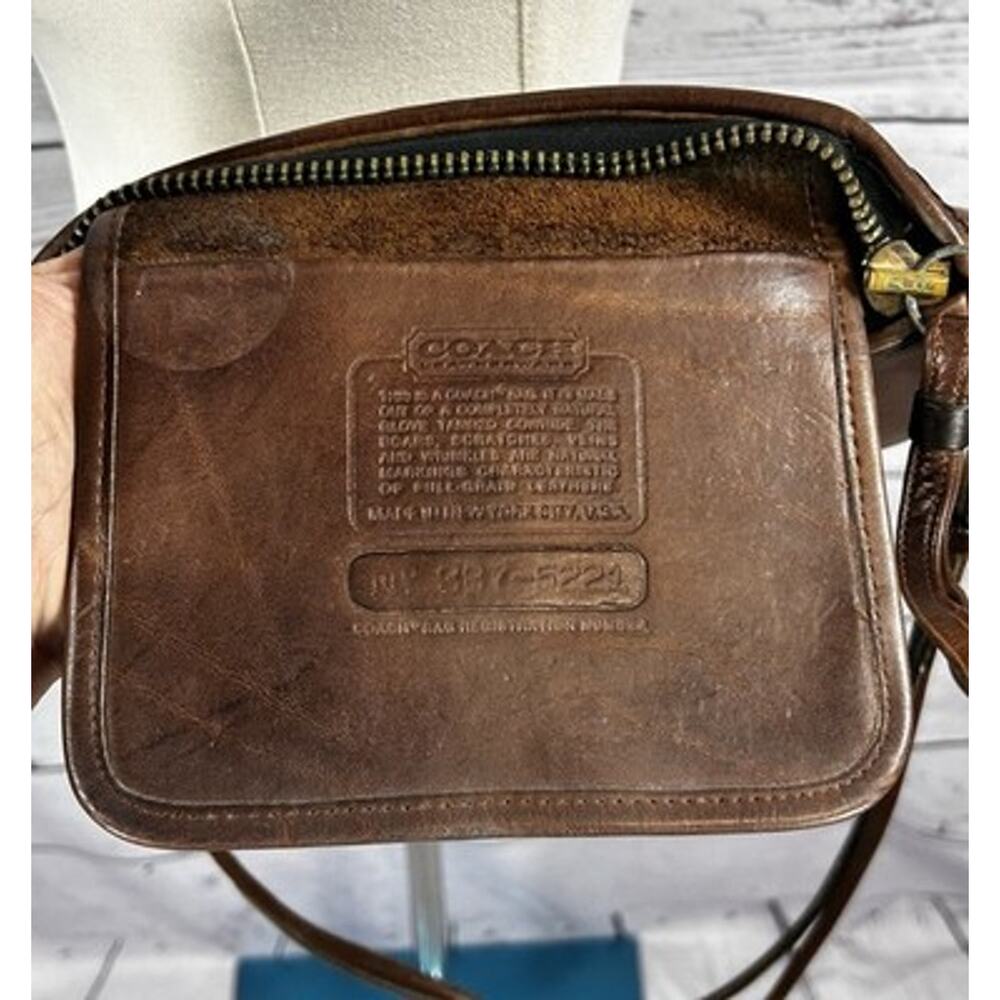 Vintage Coach Brown Leather Double Strap Crossbody Bag 387-5221 - Picture 7 of 11